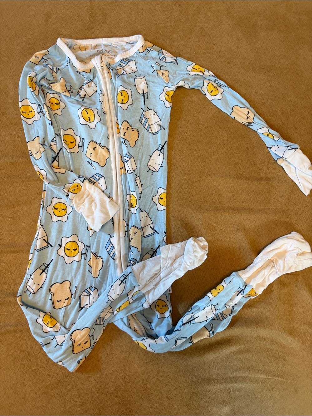 Little Sleepies Blue Footed One-Piece Pajama with Sunny Breakfast Print